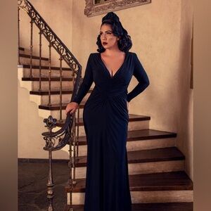 Le Femme en Noir black art deco maxi dress.  Gothic.  Comfortable. NWT-See Photo